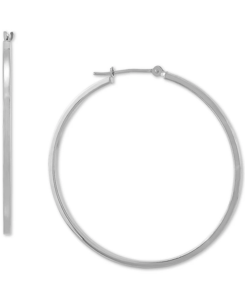 Medium Flat-Edge Hoop Earrings 10k Gold (Also White Gold), 1-1/2"