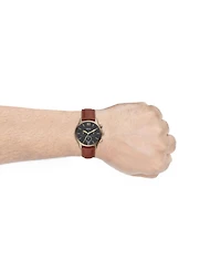 Fossil Men's Fenmore Multifunction Brown Leather Watch 44mm
