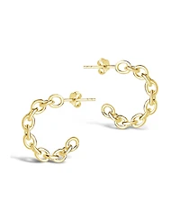 Women's Delicate Chain 14K Gold Plated Hoop Earrings