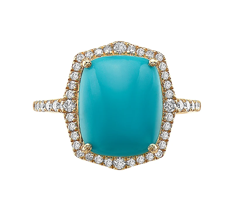 Effy Turquoise & Diamond (3/8 ct. t.w.) Halo Ring in 14k Gold