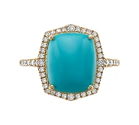Effy Turquoise & Diamond (3/8 ct. t.w.) Halo Ring in 14k Gold
