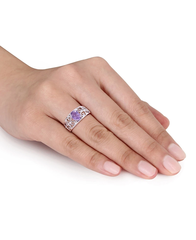 Amethyst (1 ct. t.w.) Oval Filigree Sterling Silver Ring