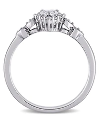 Lab-Grown Blue Sapphire (1/4 ct. t.w.), White (1/8 & Diamond Accent Heart Ring Sterling Silver