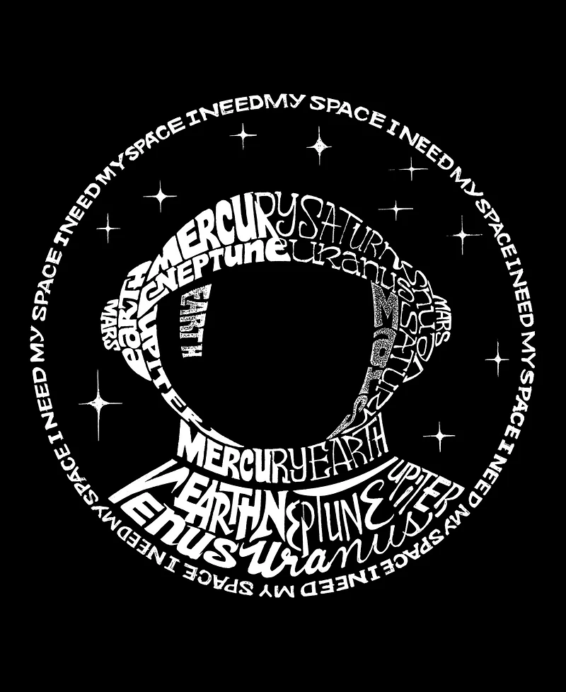 Men's I Need My Space Astronaut Raglan Baseball Word Art T-shirt