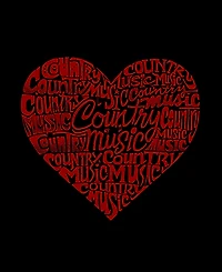 Men's Country Music Heart Word Art Long Sleeve T-shirt