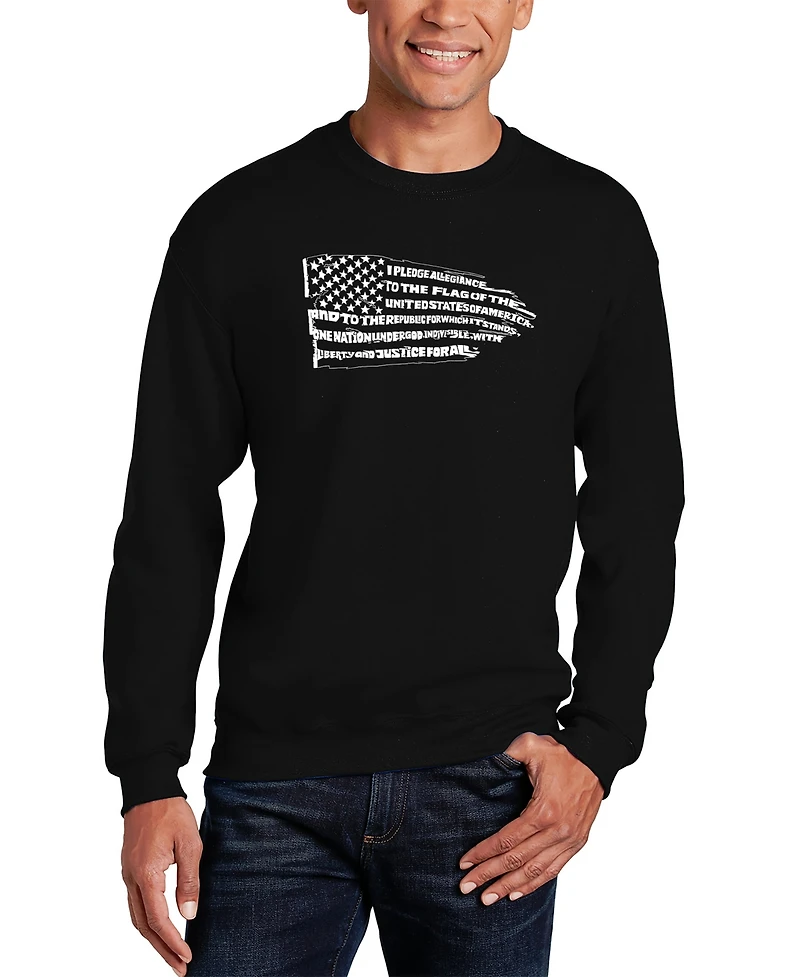 Men's Pledge of Allegiance Flag Word Art Crewneck Sweatshirt