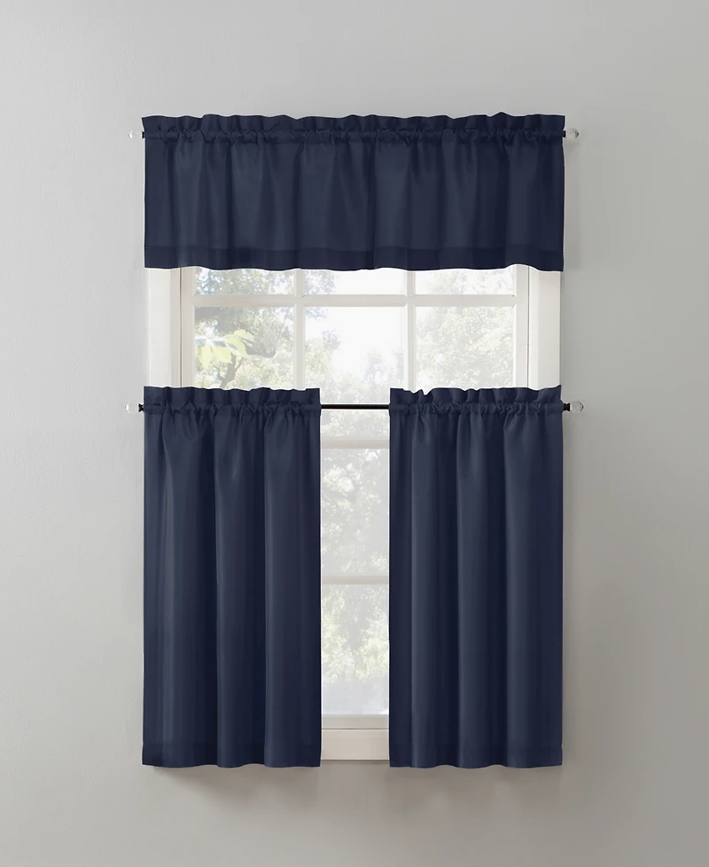 Martine Microfiber Semi-Sheer Rod Pocket Kitchen Curtain Valance Tiers Set