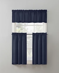 Martine Microfiber Semi-Sheer Rod Pocket Kitchen Curtain Valance Tiers Set