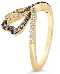 Le Vian Chocolate Diamond (1/4 ct. t.w.) & Nude Diamond (1/4 ct. t.w.) Interlocking Heart Ring in 14k Rose, Yellow or White Gold