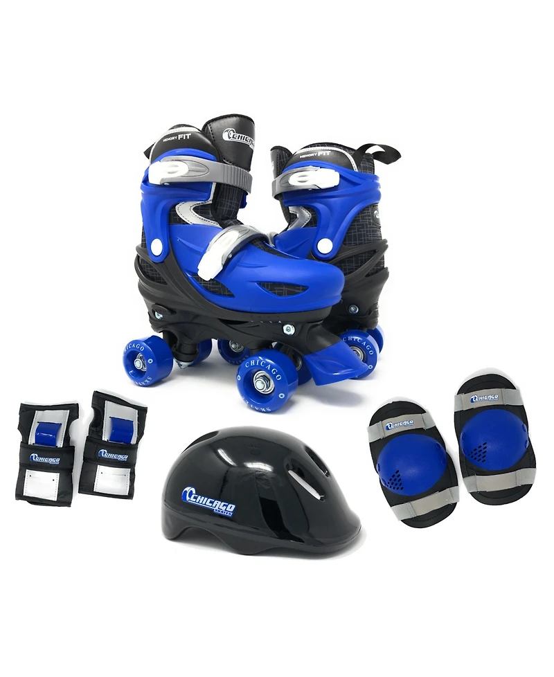 Chicago Boys Adjustable Quad Roller Skate Set, 7 Pc Set - Size S (J10-J13)
