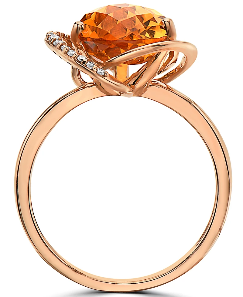 Effy Citrine (3-1/6 ct. t.w.) & Diamond (1/20 ct. t.w.) Statement Ring in 14k Rose Gold