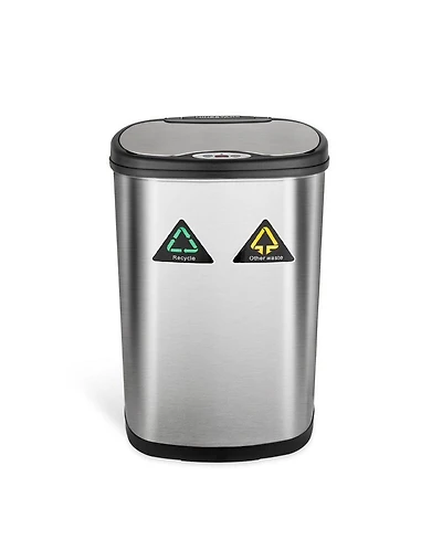 Ninestars 13 Gallon Automatic Kitchen Trash Can, Motion Sensor Touchless 50L Large Stainless Steel Garbage Bin Dual Compartment