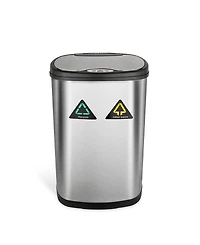 Ninestars 13 Gallon Automatic Kitchen Trash Can, Motion Sensor Touchless 50L Large Stainless Steel Garbage Bin Dual Compartment