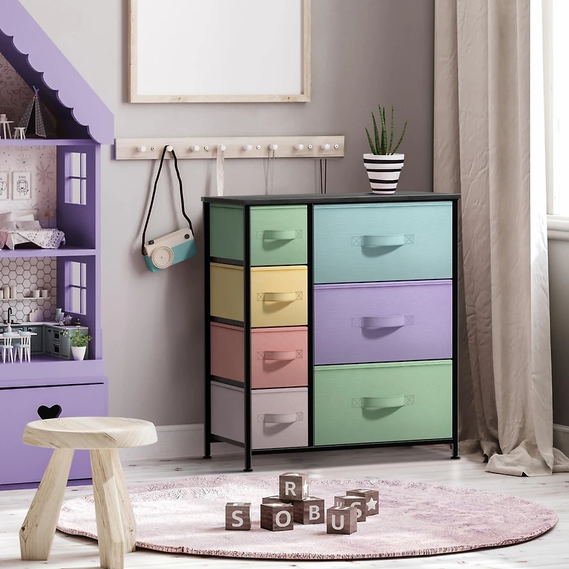 Sorbus Dresser with 7 Drawers - Storage Chest Organizer with Steel Frame, Wood Top, Handles, Fabric Bins