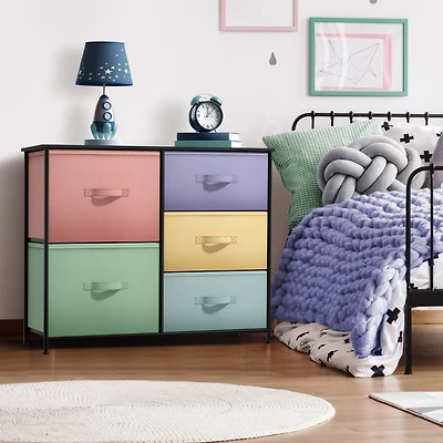 Sorbus Dresser with 5 Drawers - Storage Chest Organizer with Steel Frame, Wood Top, Handles