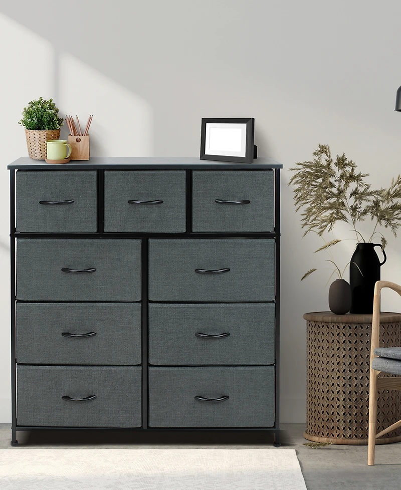 Sorbus 9 Drawers Dresser - Furniture Storage for Bedroom, Closet, Office Organization Steel Frame, Wood Top