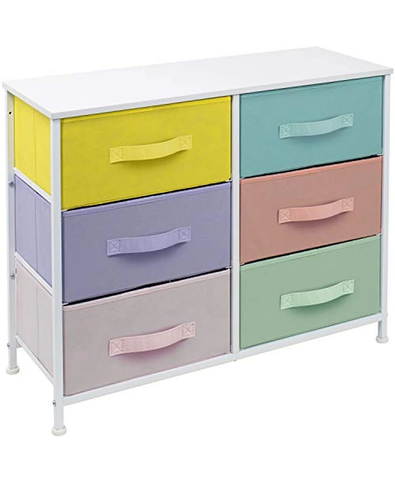 Sorbus 6 Drawers Dresser- Storage Unit with Steel Frame, Wood Top, Fabric Bins - for Bedroom, Closet
