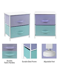 Sorbus Nightstand with 2 Drawers - Steel Frame, Wood Top & Easy Pull Fabric Bins Great for Home, Bedroom
