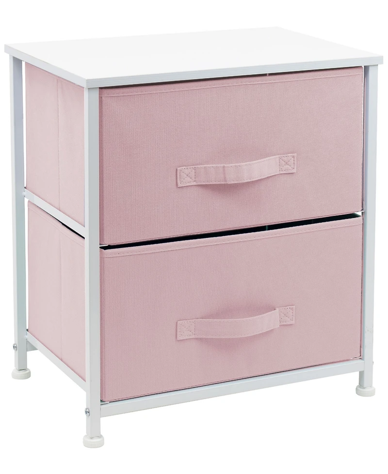 Sorbus Nightstand with 2 Drawers - Steel Frame, Wood Top & Easy Pull Fabric Bins - Great for Home, Bedroom, Office & College Dorm