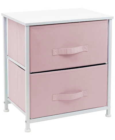 Sorbus Nightstand with 2 Drawers - Steel Frame, Wood Top & Easy Pull Fabric Bins - Great for Home, Bedroom, Office & College Dorm