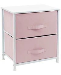 Sorbus Nightstand with 2 Drawers - Steel Frame, Wood Top & Easy Pull Fabric Bins - Great for Home, Bedroom, Office & College Dorm