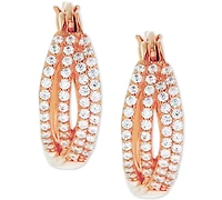 Cubic Zirconia Crossover Hoop Earrings Sterling Silver (Also 14k Gold Over or Rose Silver)