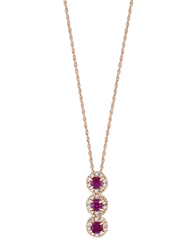 Emerald (1/6 ct. t.w.) & Diamond (1/10 ct. t.w.) Triple Halo 18" Pendant Necklace in 14k Gold