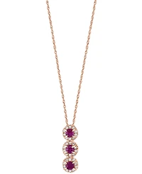 Emerald (1/6 ct. t.w.) & Diamond (1/10 ct. t.w.) Triple Halo 18" Pendant Necklace in 14k Gold
