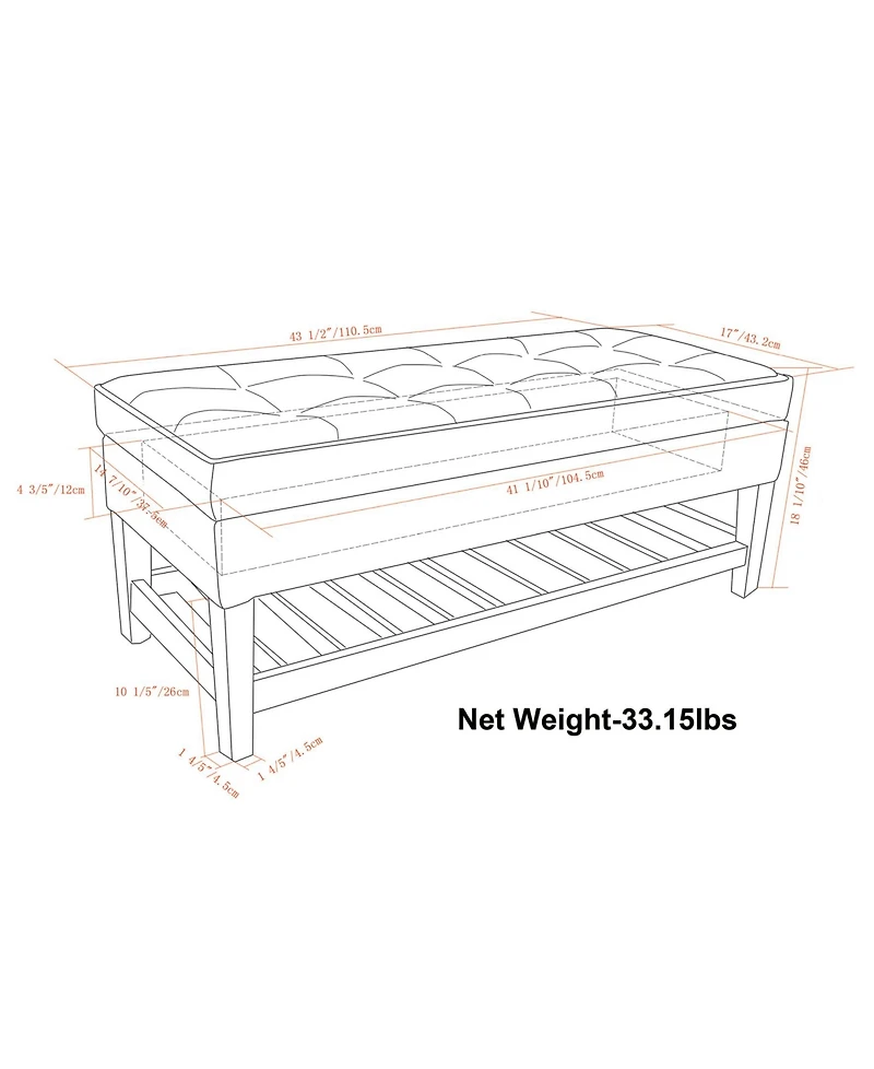 Cosmopolitan Storage Ottoman Bench with Open Bottom