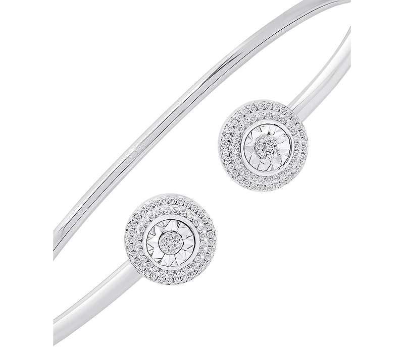 Wrapped Diamond Halo Cuff Bangle Bracelet (1/4 ct. t.w.) in Sterling Silver, Created for Macy's