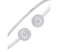Wrapped Diamond Halo Cuff Bangle Bracelet (1/4 ct. t.w.) in Sterling Silver, Created for Macy's