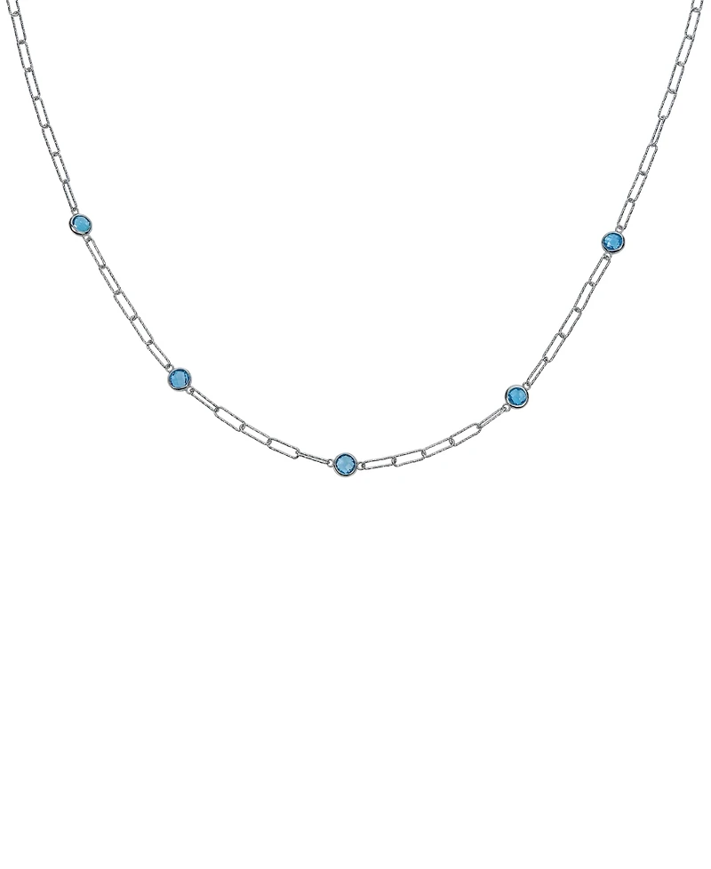 Swiss Blue Topaz Paperclip Link 18" Statement Necklace (4 ct. t.w.) Sterling Silver (Also Amethyst & Citrine)