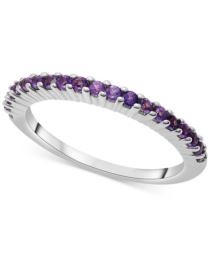 Gemstone Stack Ring Sterling Silver (Available Pink Sapphire and Blue Topaz)