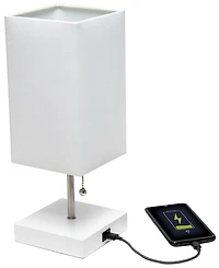 Simple Designs Petite Stick Lamp with Usb Charging Port and Shade
