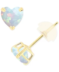 Lab-Grown Opal Heart Stud Earrings (3/8 ct. t.w.) in Sterling Silver