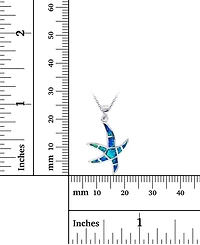 Lab-Created Blue Opal Starfish 18" Pendant Necklace in Sterling Silver