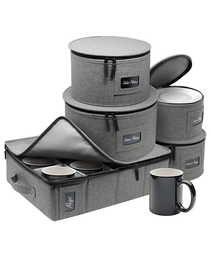 Sorbus 5-Piece Stackable Plate Carrier Set for Dinnerware, Plate Organization and Storage with Felt Plate Protector