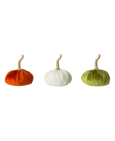 Glitzhome Set of 3 Velvet-textured Pumpkins