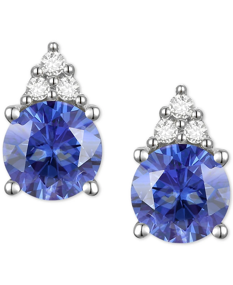 Sapphire (7/8 ct. t.w.) & Diamond Accent Stud Earrings in 14k Yellow Gold (Also in Emerald, Ruby, Morganite & Tanzanite)