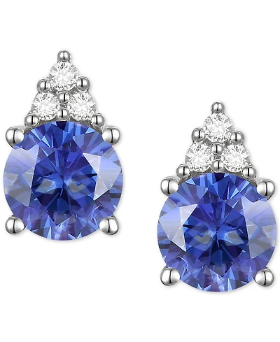 Sapphire (7/8 ct. t.w.) & Diamond Accent Stud Earrings in 14k Yellow Gold (Also in Emerald, Ruby, Morganite & Tanzanite)