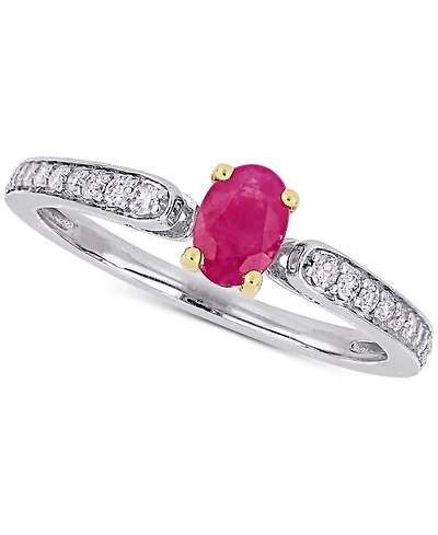 Ruby (5/8 ct. t.w.) & Diamond (1/6 Ring 10k Gold White