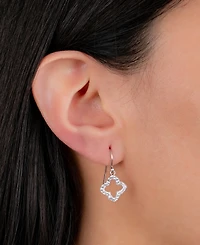 Crystal Pave Clover Drop Earrings in Sterling Silver