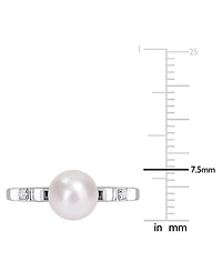 Cultured Freshwater Pearl (7mm) & Lab-Created White Sapphire Accent Ring Sterling Silver