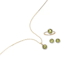 Peridot (1-1/3 ct. t.w.) and Diamond (1/8 Ring 14k Gold