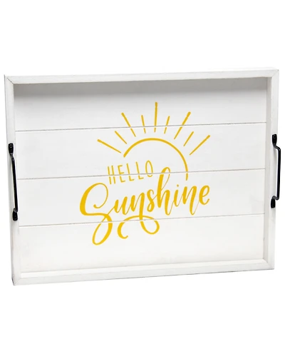 Elegant Designs Decorative Wood Serving Tray with Handles