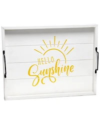 Elegant Designs Decorative Wood Serving Tray with Handles