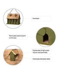 Glitzhome Oversized Distressed Cottage Birdhouse, 14.25"