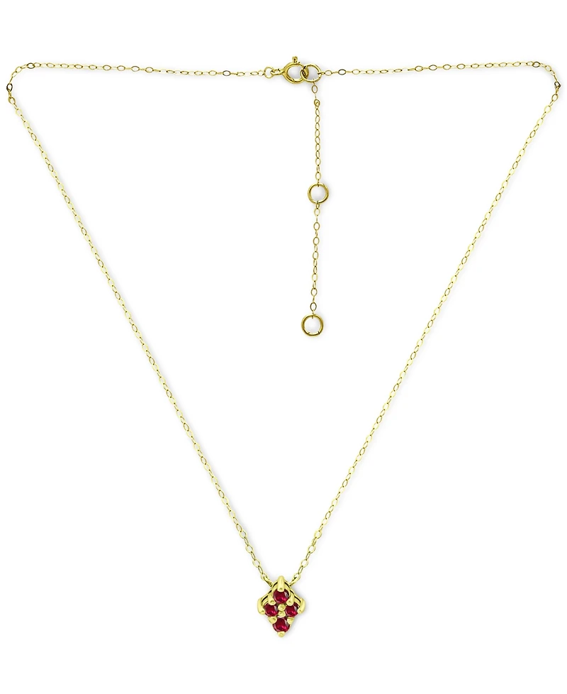 Giani Bernini Lab-Grown Ruby Cluster Pendant Necklace, 16" + 2" extender, Created for Macy's