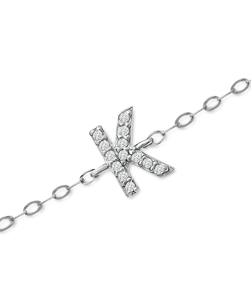 Giani Bernini Cubic Zirconia Initial Ankle Bracelet in Sterling Silver, Created for Macys