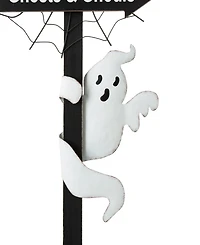Glitzhome 42" Lighted Halloween Wooden Haunted House Yard Stake